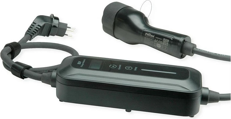 Karikues portativ për veturë elektrike ROLINE, T12 (Typ J) - Type 2, Mode 2, 10A, 2.3kW, 5m, i zi