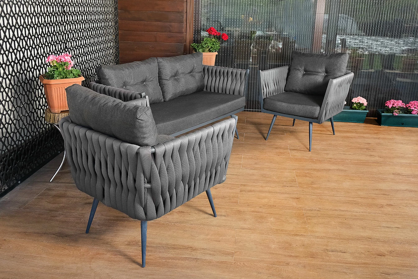 Set lounge për kopsht Hanah Home, vjollcë-gri (1+1+2)