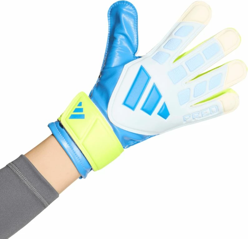 Doreza portieri për fëmijë adidas Predator KA7793, të bardha/verdhë/kaltër