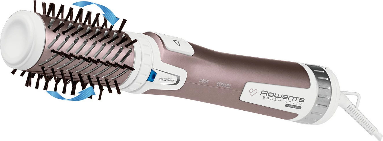 Furçë ajri e nxehtë Rowenta Brush Activ Premium Care CF9540, 1000W, 2 furça, bardhë/rozë