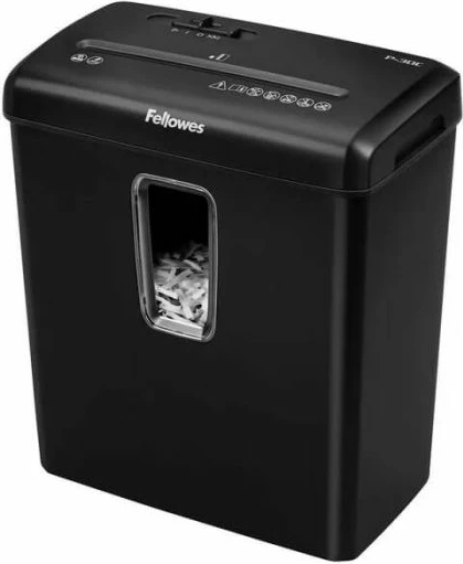 Shredder dokumentesh Fellowes Powershred P-30C, prerje kryq 4x34 mm (DIN P-4), 6 fletë, kosh 15 L, i zi
