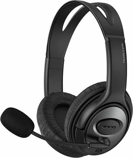 Kufje stereo me mikrofon HAVIT H206d, 2x 3.5mm, kabllo 1.4m, kontroll volumi, të zeza