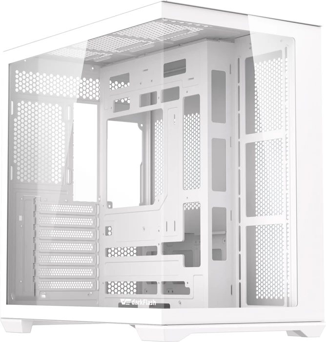 Kasë Darkflash C280 midi tower, E-ATX/ATX/M-ATX/ITX, tempered glass, pa ventilatorë, e bardhë
