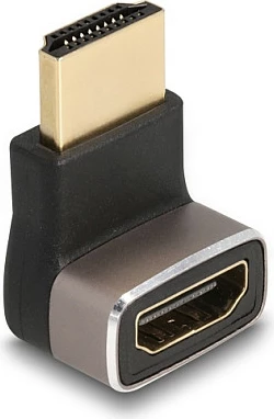 Adapter HDMI DeLOCK 90° poshtë, 8K 60Hz, metal, zi/gri