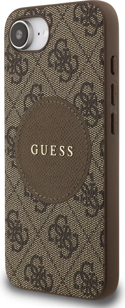 Mbështjellës Guess 4G Circle Classic Logo MagSafe për iPhone 16e, Kafe
