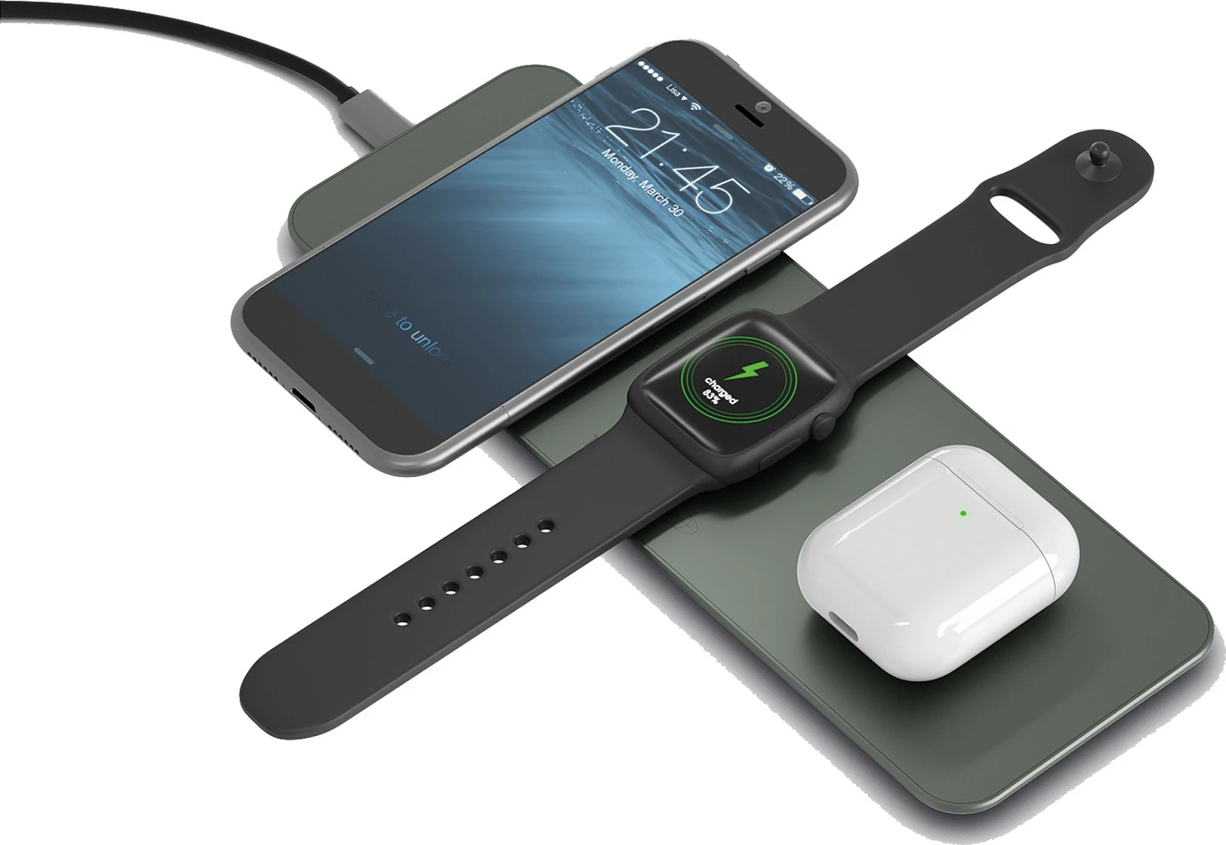 Karikues pa kabllo TerraTec ChargeAir All, Fast Charging, 5-9V, i gjelbër