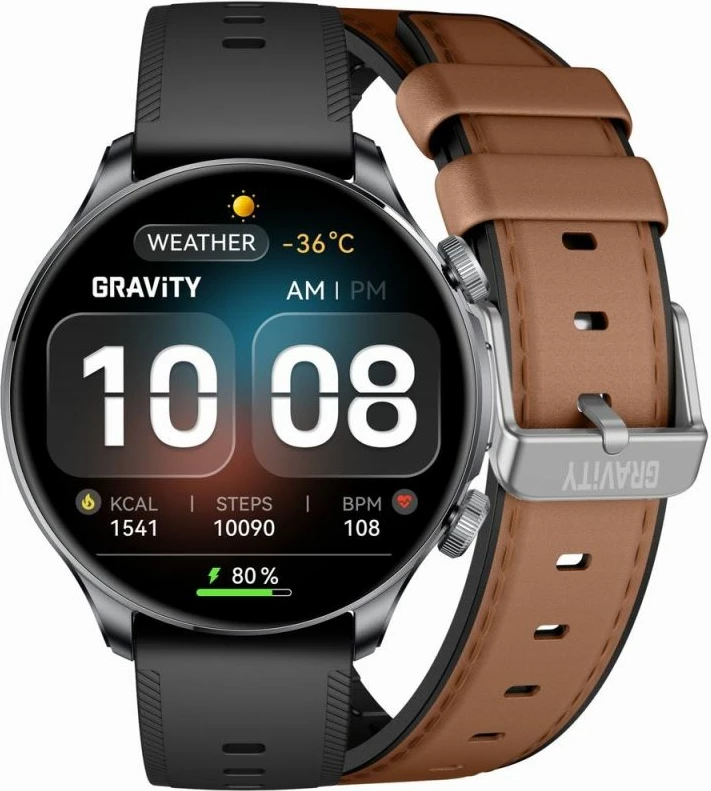 Smartwatch Gravity GT35-1, dy rripa, e zezë