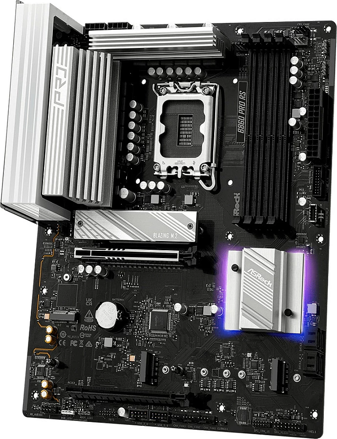 Pllakë amë ASRock B860 Pro RS, LGA 1851, Intel B860, DDR5 deri 256GB, ATX, zi/bardh