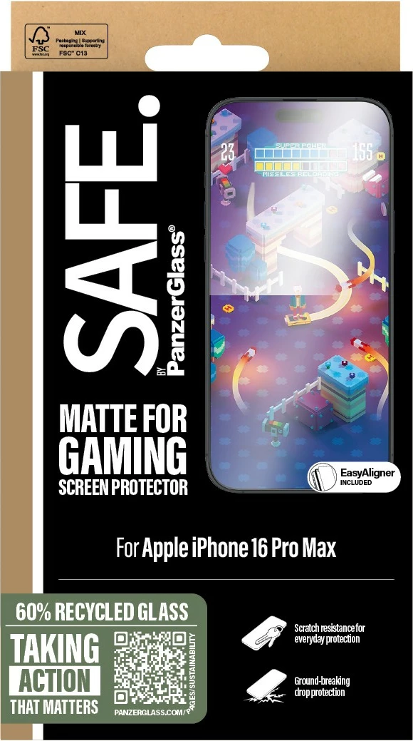 Mbrojtës ekrani PanzerGlass për iPhone 16 Pro Max, transparent