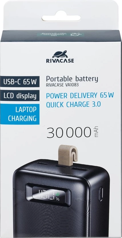 Power bank RIVACASE VA1083 Turbo QC/3.0 PD 30000mAh 65W, i zi