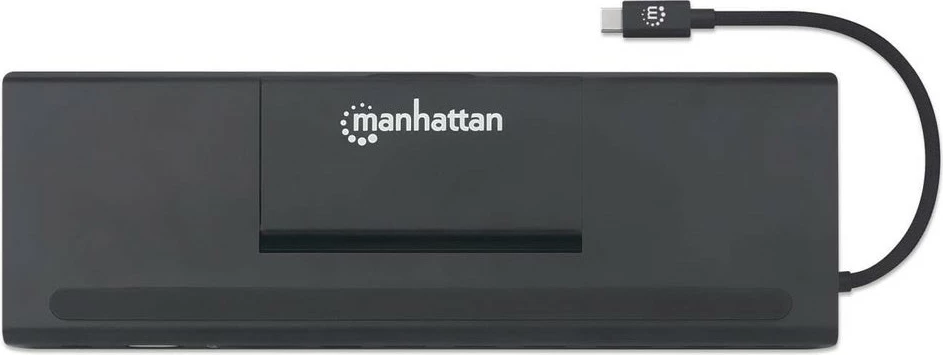 Docking station MANHATTAN USB-C 11-in-1, 4K, 3 monitorë, e zezë
