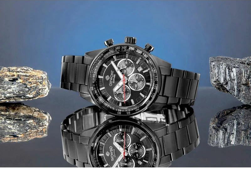 Orë dore meshkuj Giewont GW9140-B2, e zezë