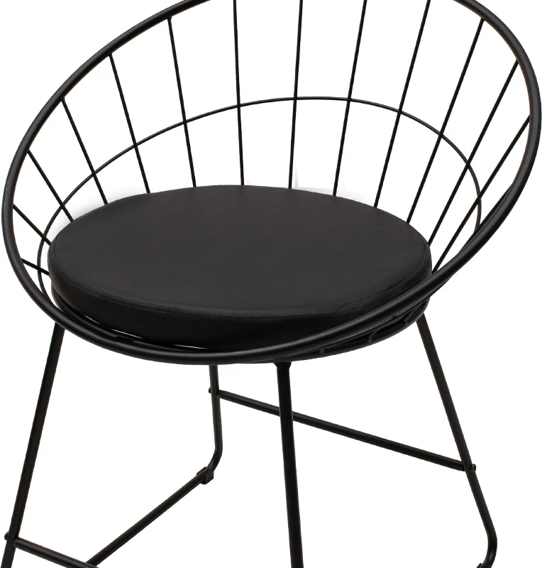 Karrige me metal të zi dhe jastëk PVC të zi