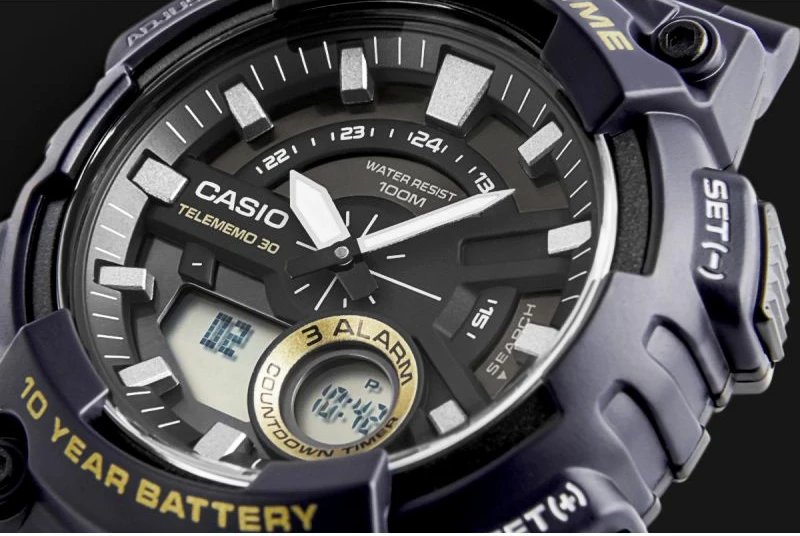 Orë dore për meshkuj CASIO, e zezë