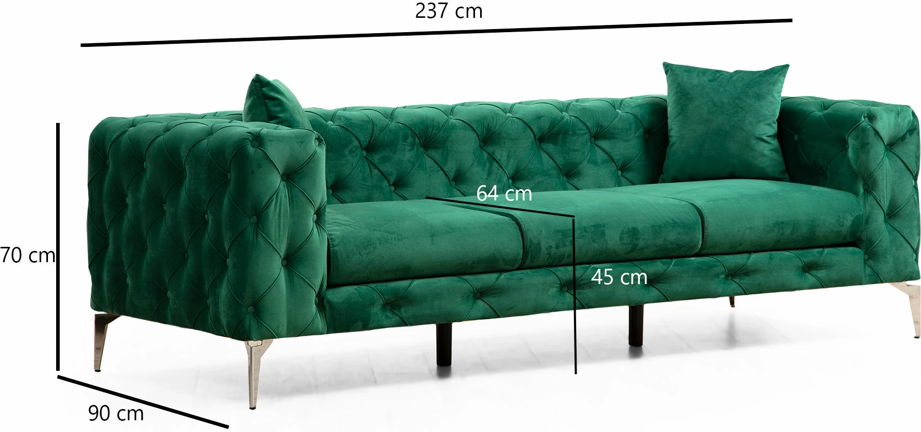 Divan treshe Atelier del Sofa, Como, ngjyrë e gjelbër