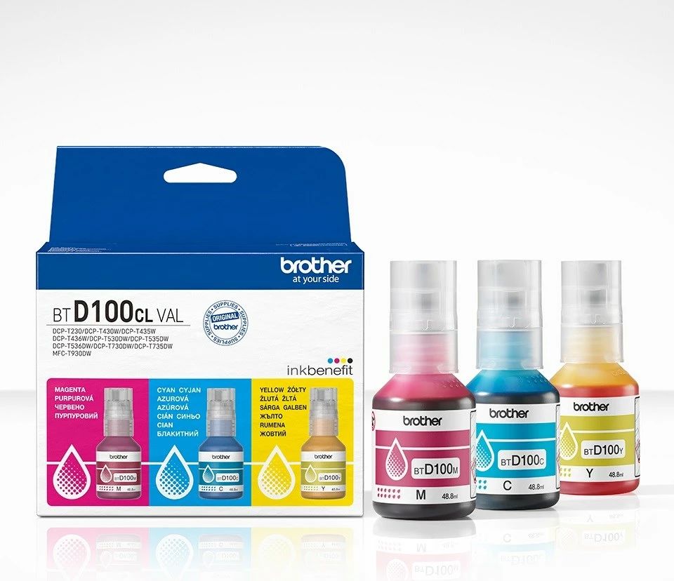 Set boje printeri Brother BTD100CLVAL, origjinal, për Brother, Magenta/Cyan/Yellow