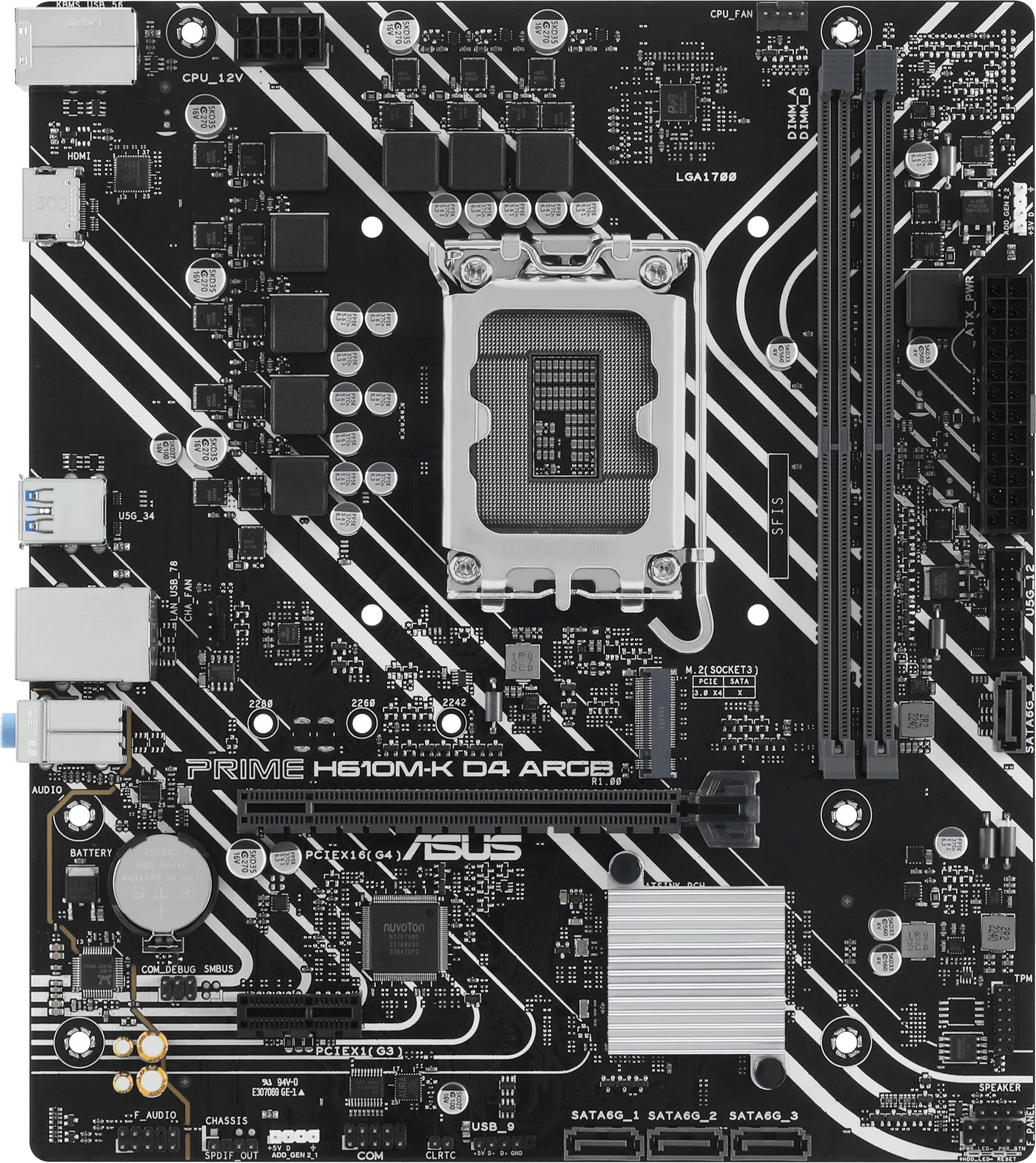 Pllakë amë ASUS PRIME H610M-K D4 ARGB, Intel, LGA 1700, DDR4, 64 GB