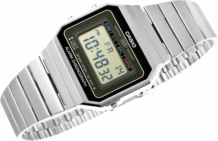 Orë dore uniseks Casio A700WE-1AEF, argjendtë, me kuti