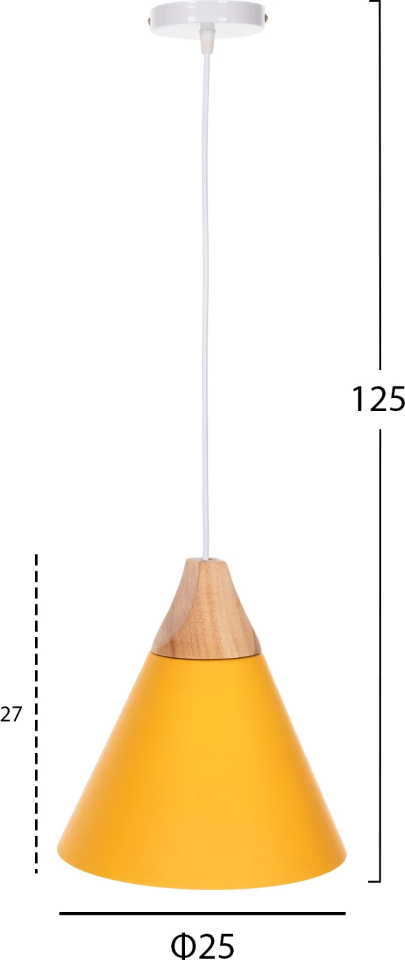 Llampë varëse tavani, kapak metalik i verdhë, FH4146, Φ25x125H cm