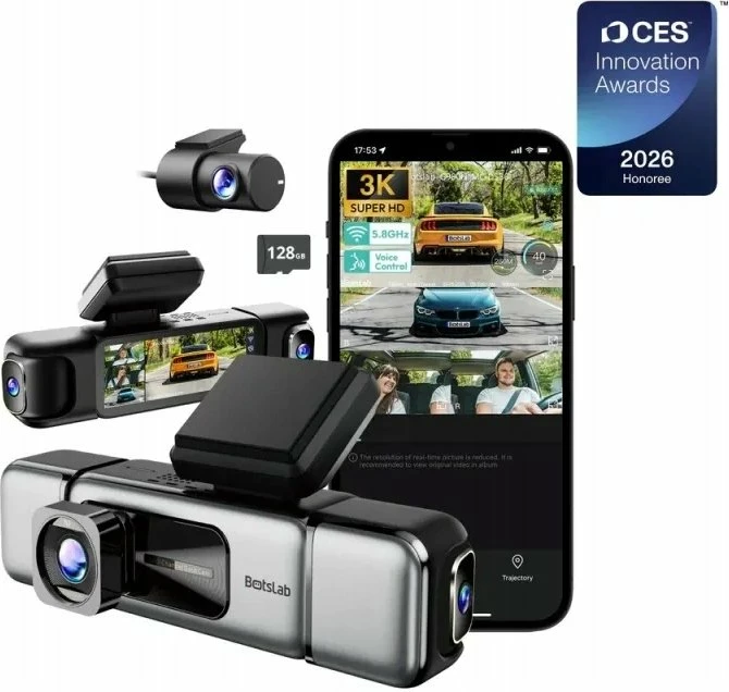 Dashcam Botslab G980H 4CH 3K me GPS, Wi‑Fi 5.8GHz, ekran me prekje 3.18", Argjend/e zezë