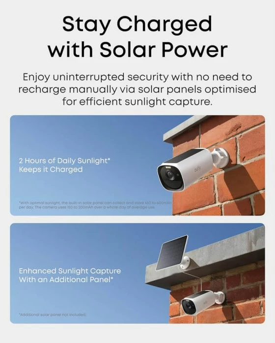 Set kamerash sigurie ANKER eufy Security eufyCam E40 2K, SolarPlus 2.0, bateri 13000 mAh, HomeBase S380 16 GB, set 3 kamera + bazë, bardhë/zi