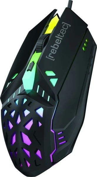 Maus gaming Rebeltec SHARK, USB me kabllo 1.8 m, 800–2400 DPI, RGB, i zi