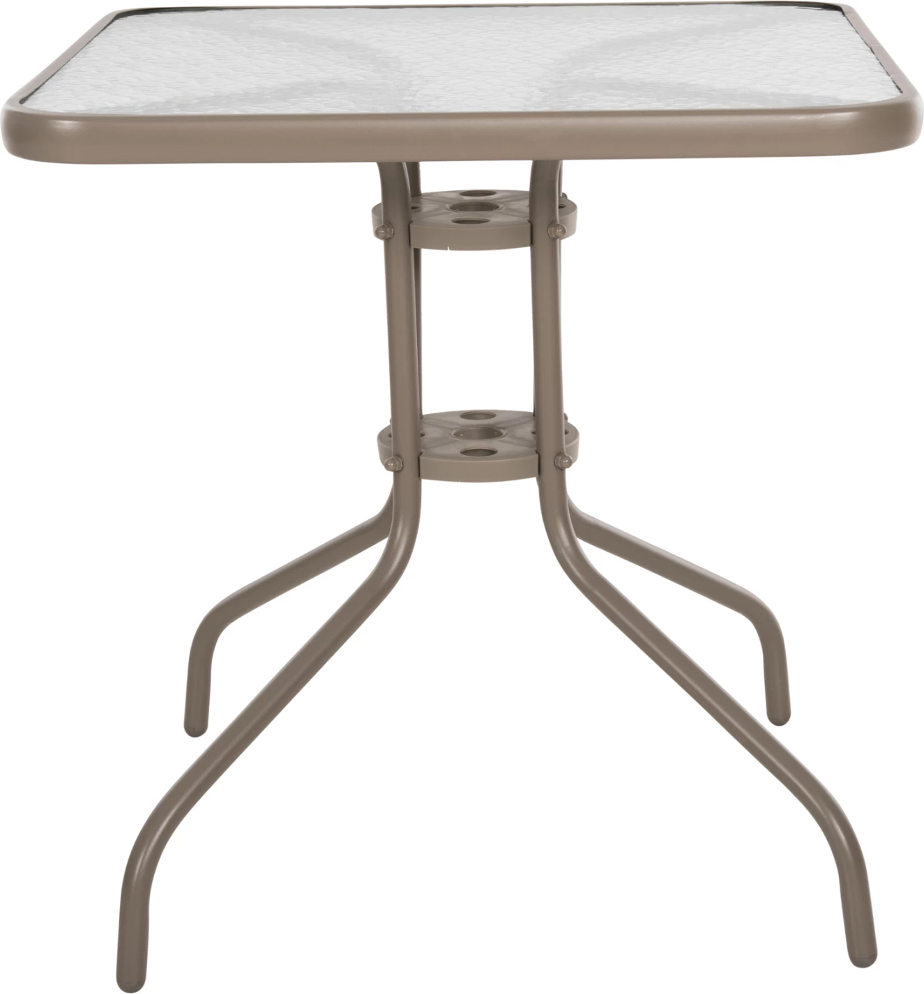 Tavolinë e jashtme katrore FIGO FH5036.04, ngjyrë shampanjë, metal-xham, 70x70x72.5 cm 7