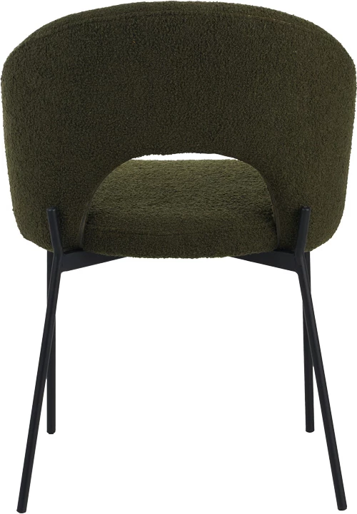 Karrige Masebo, pëlhurë bouclé, ngjyrë jeshile e errët, këmbë metalike të zeza, 68x66x82.5cm