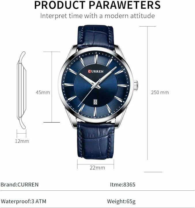 Orë dore për meshkuj Curren 8365, e kaltër e errët