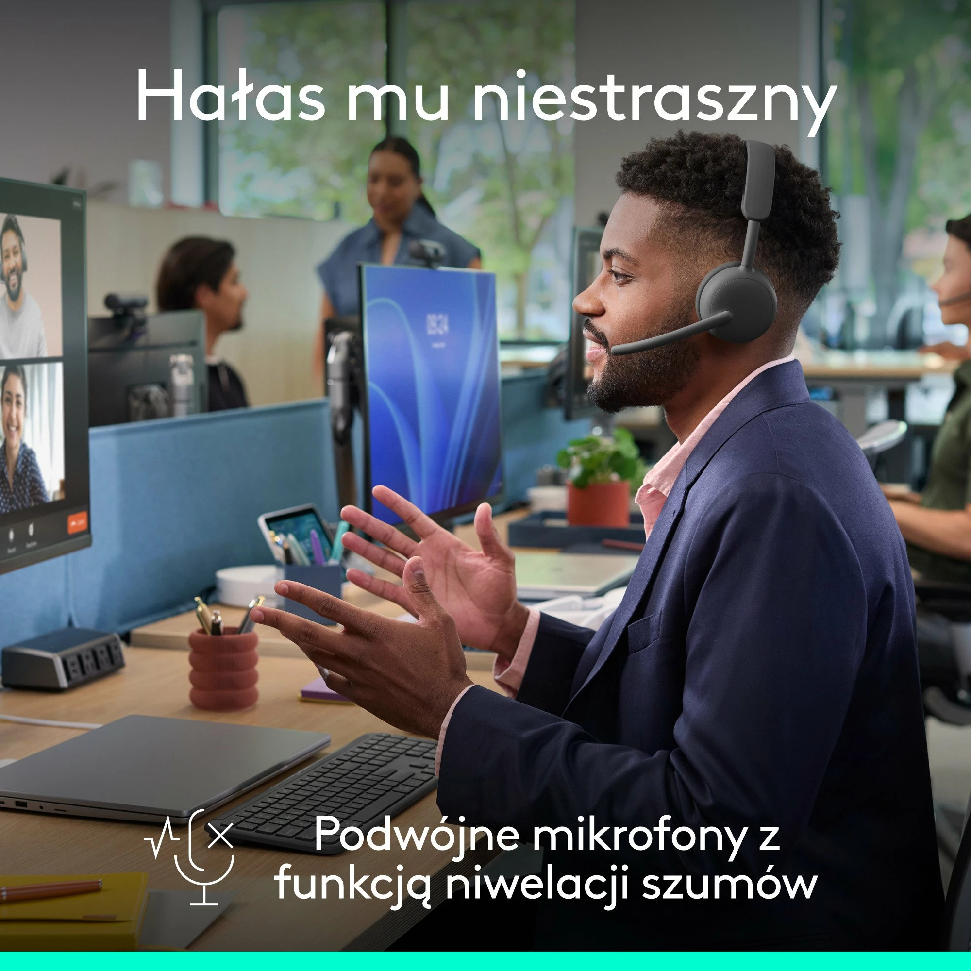 Kufje Logitech Zone Wireless 2 ES (981-001503), wireless Bluetooth 5.3, ANC, USB-C, të zeza, me çantë