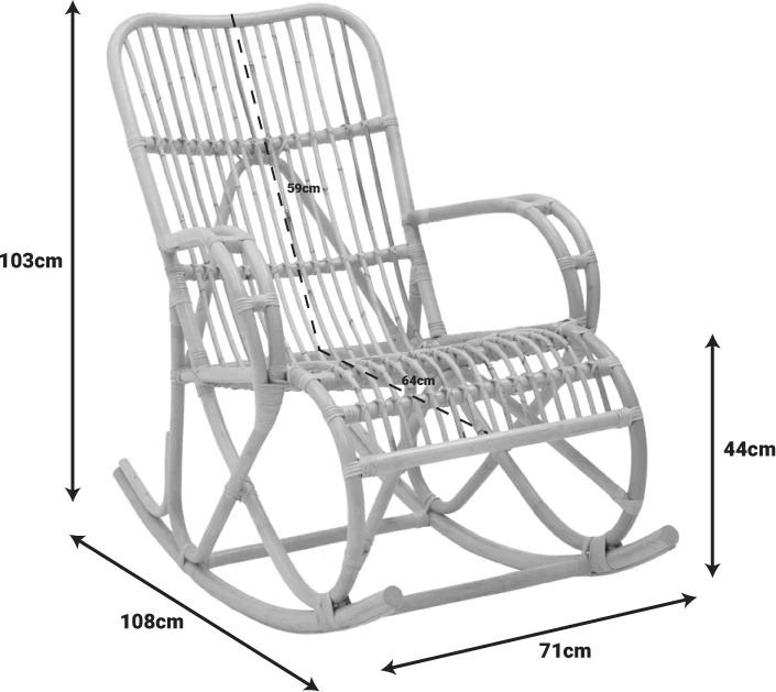 Karrige lëkundëse Cormeny ngjyrë natyrale rattan 108x71x103cm