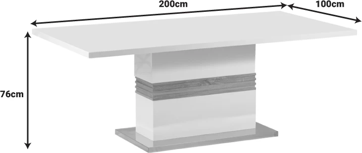 Tavolinë Zoekrin Inart, e bardhë, MDF, 200x100x76cm