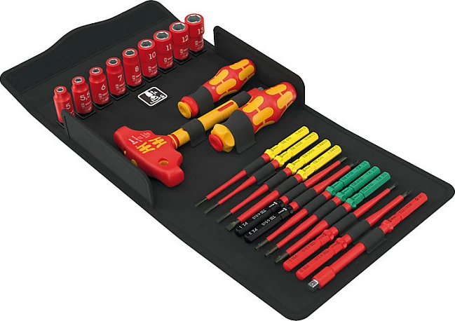 Set kaçavidash VDE Wera Kraftform Kompakt 24 Allrounder 1, kuqe/verdhe