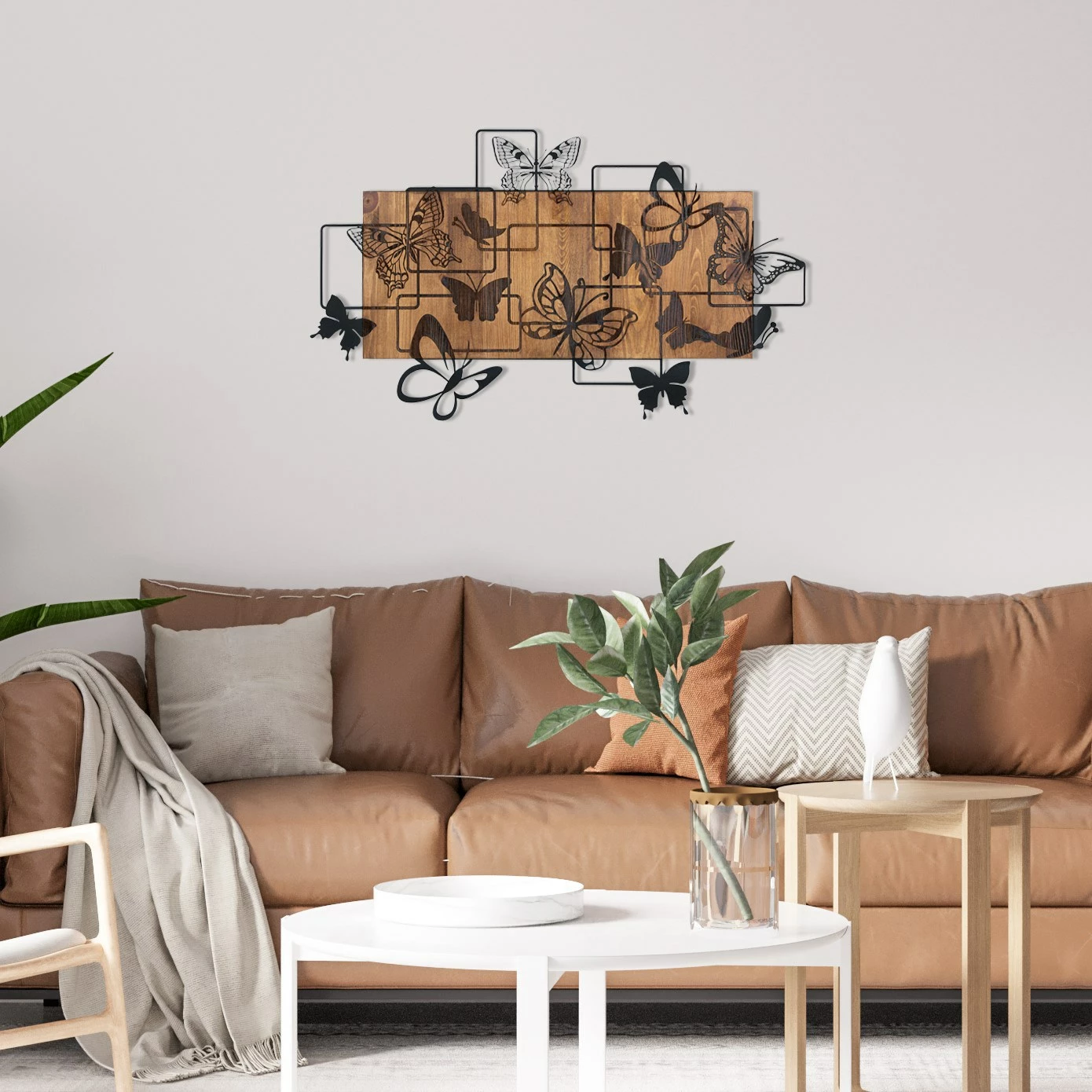 Aksesore dekorativ prej druri për mur, Wallity, Legendary, ngjyrë e zezë dhe arre, 73x42.5cm