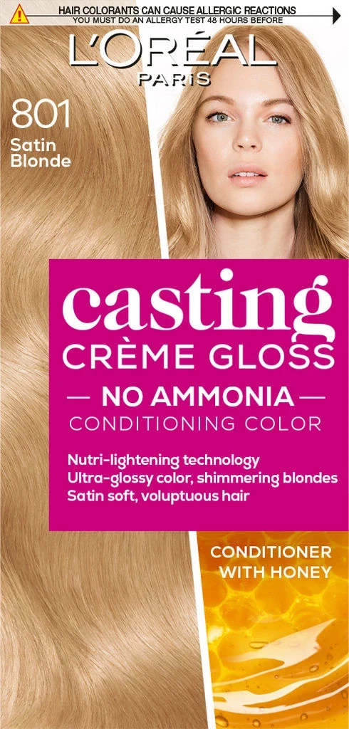 Ngjyrë për flokë Loreal Casting, 801 Satin Blonde 48 ml