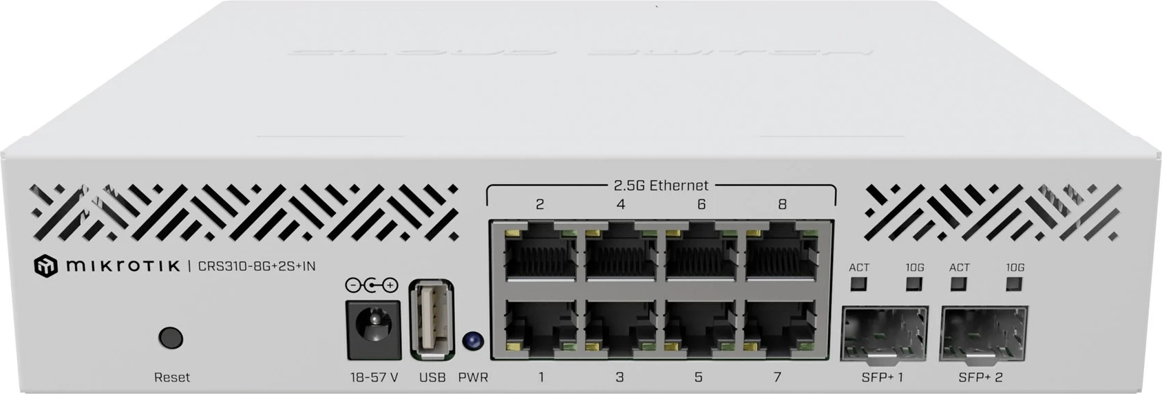 Switch i menaxhuar MikroTik CRS310-8G+2S+IN, 8x 2.5G Ethernet, 2x SFP+, i bardhë