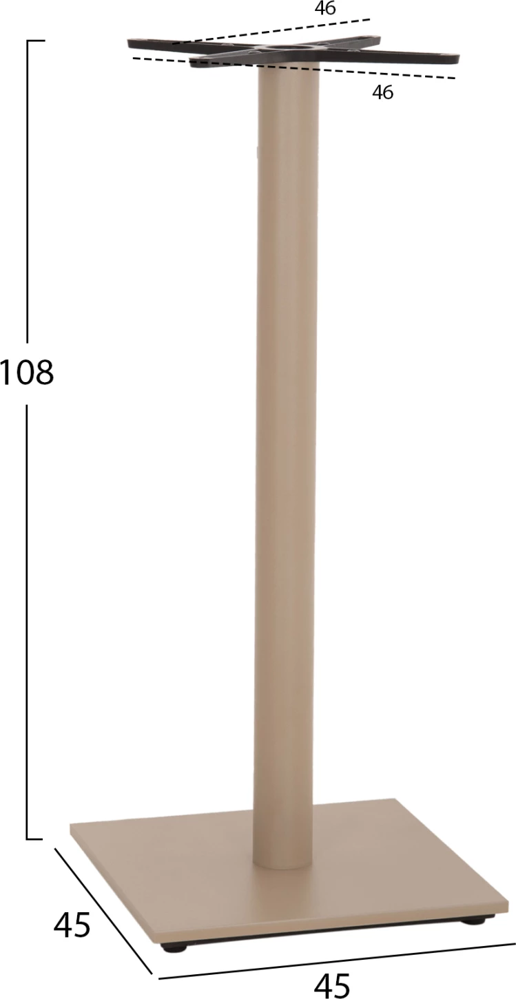 Baza për tavolinë bari, metalike, ngjyrë kapuçino mat, me rregullues lartësie, 46x46x108cm