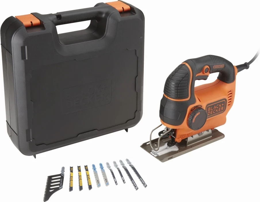 Sharrë shabllon Black+Decker KS901PEKA10 620W, set me valixhe dhe tehe, portokalli e zezë