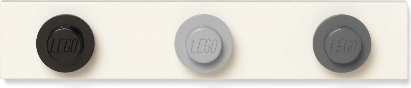Varëse muri LEGO, rack me 3 grepa, 33 cm, zi/gri e çelët/gri