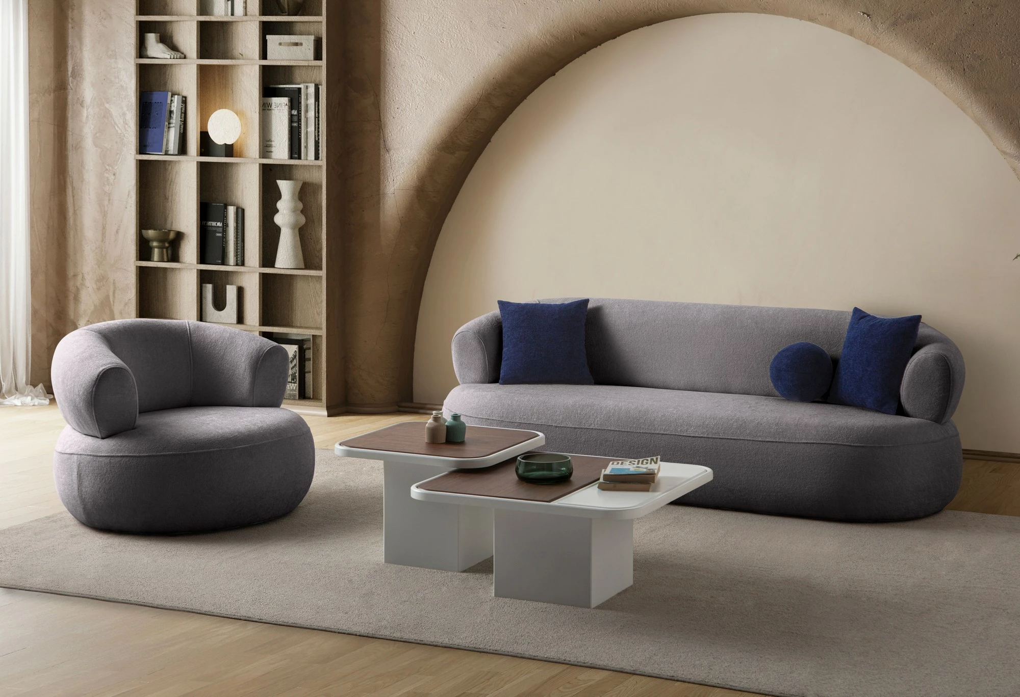 Divan treshe Atelier del Sofa, Roma, ngjyrë gri e errët