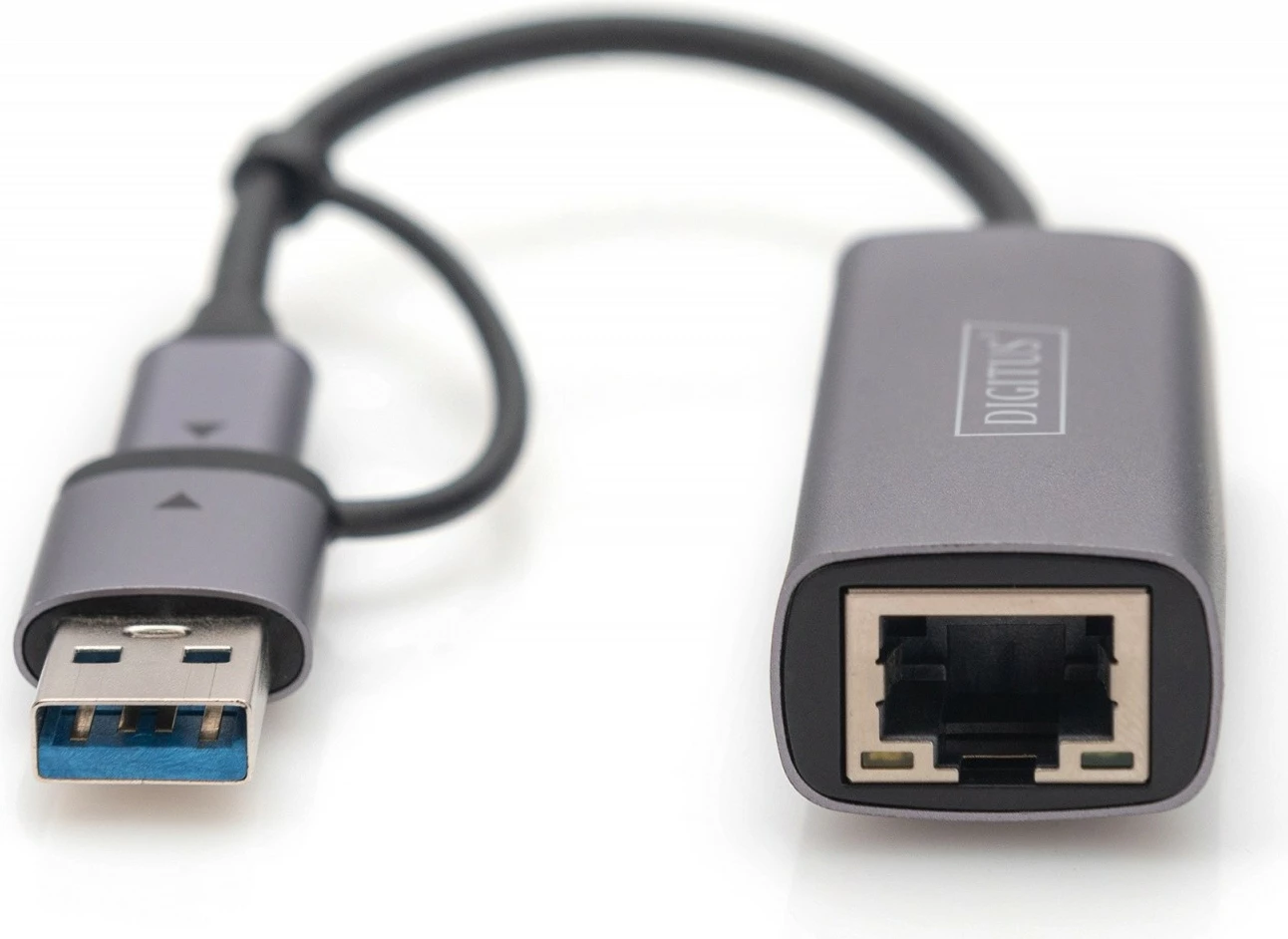 Adapter rrjeti LAN Digitus DN-3028, USB-C + USB-A, 2.5 Gbps, Gri