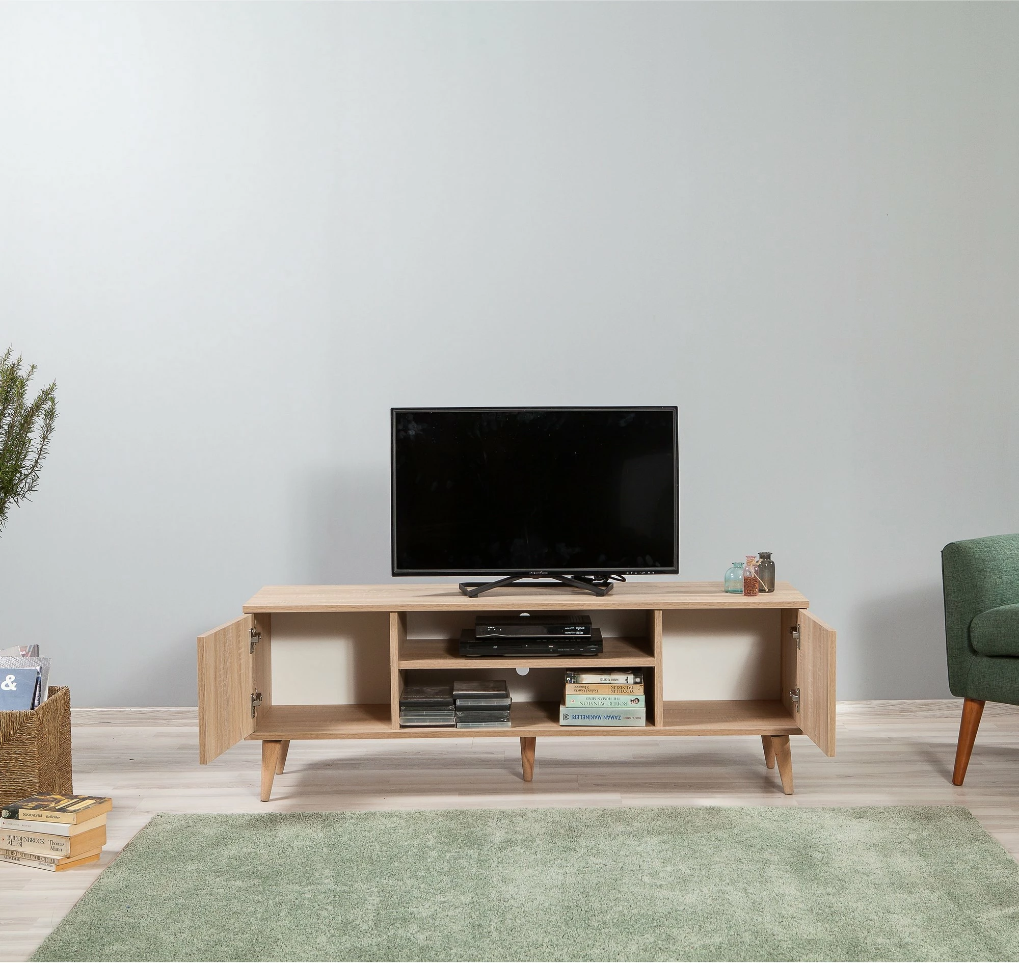 Komodë TV Truva, ngjyrë lisi sonoma, 140x50x40cm