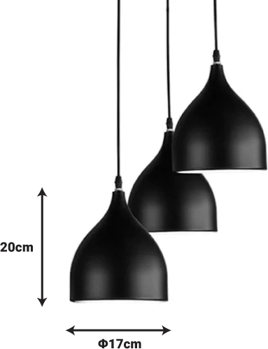 Llambë tavanore me tre drita, Perce II, metal i zi, 30x17x120cm