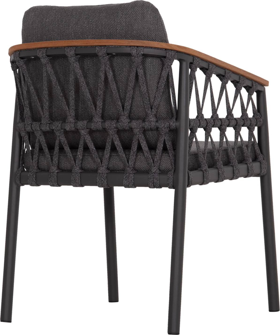 Karrige ngrënie për jashtë STREAM, alumin i zi, litar, pëlhurë Olefin, 59x63x85cm, set prej 2 copë