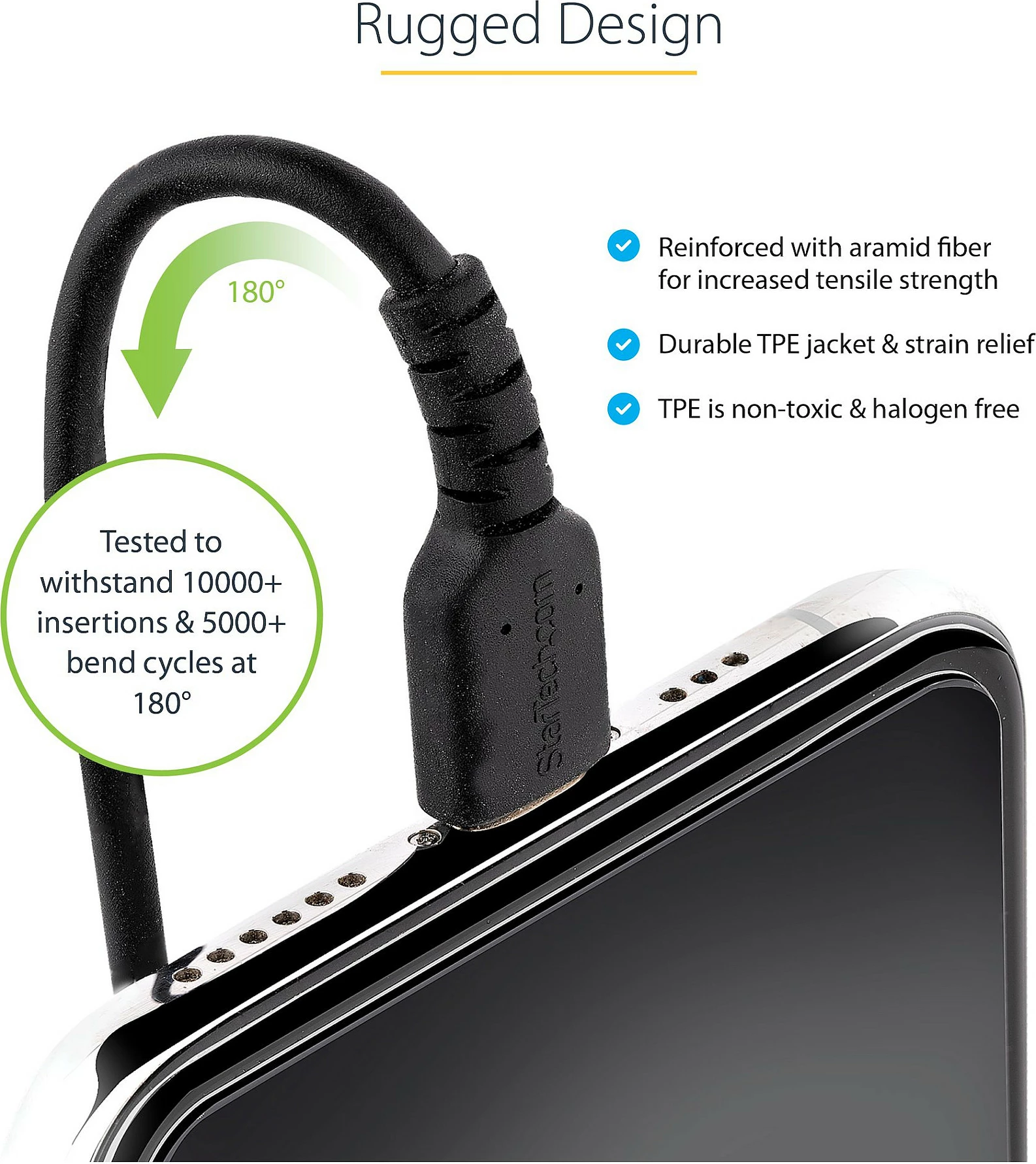 Kabllo StarTech RUSB2ALT1MBC USB-A në Lightning, 1 m, spirale, MFi, e zezë