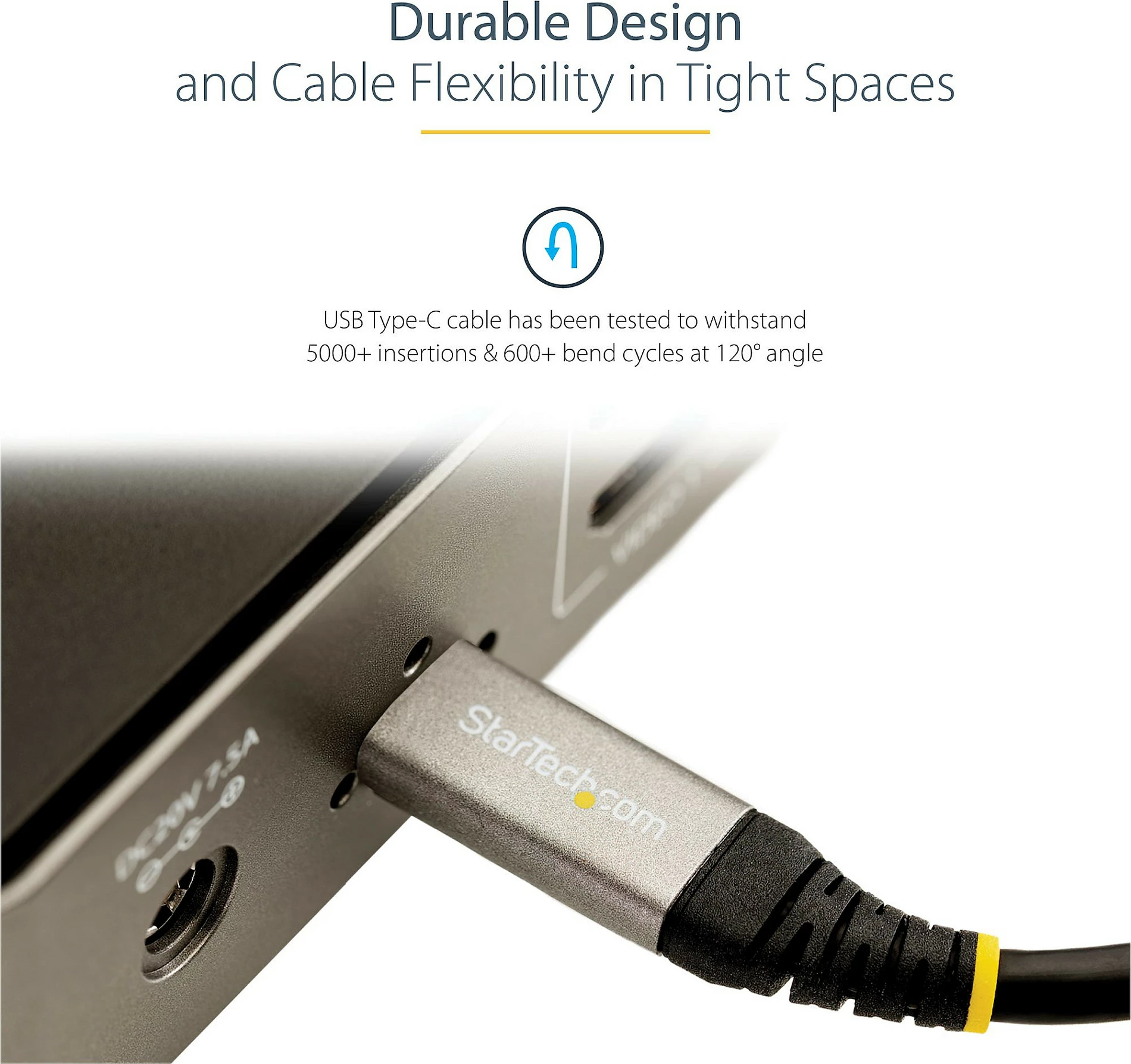 Kabllo USB-C StarTech USB31CCV50CM, 0.5m, 10Gbps, PD 100W (5A), DP Alt Mode, gri/zezë