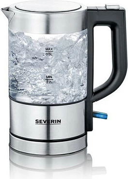 Çajnik elektrik Severin WK 3472, 0.5L, qelq/inoks, argjend