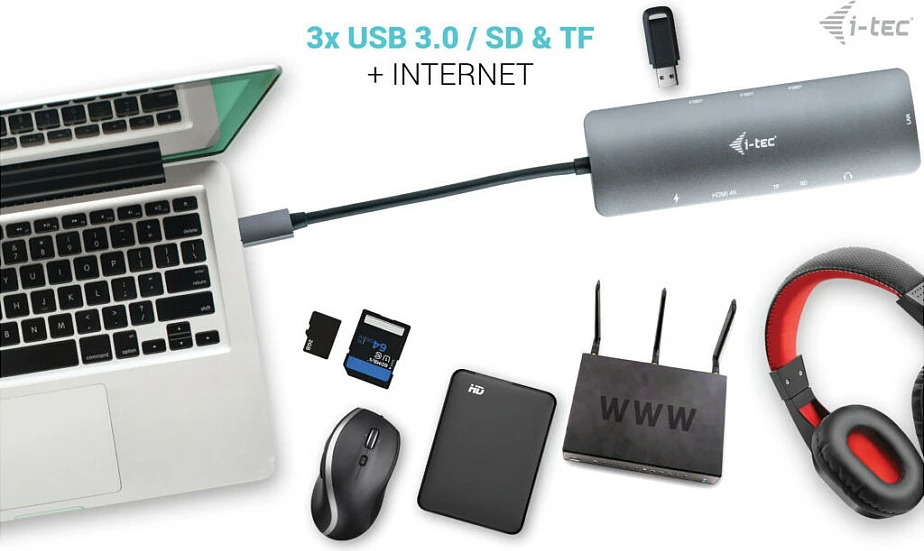 Docking stacion I-Tec Metal USB-C Nano, HDMI 4K, LAN Gigabit, Power Delivery 100W, argjendtë/turkez