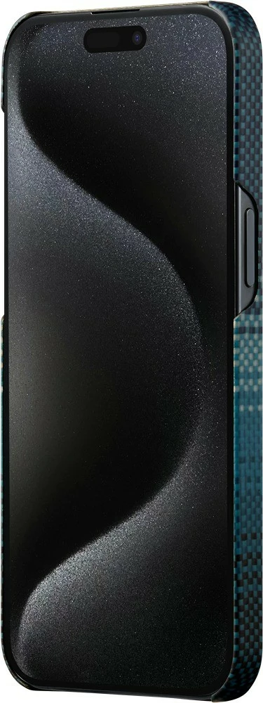 Mbështjellës Pitaka MagEZ Case 5 Moonrise për iPhone 15 Pro Max, MagSafe, aramid fiber, 0.69 mm, blu