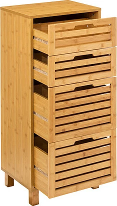 Komodë bambuje me 4 sirtarë, ngjyrë natyrale, Sicela, 40x30x97.5cm